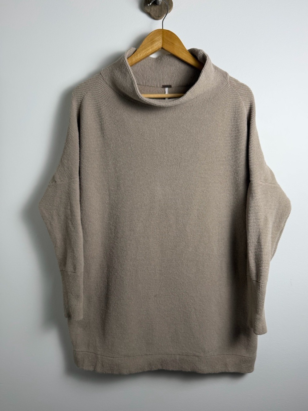 Free People Ottoman Slouchy Tunic Sweater Taupe S Oversized